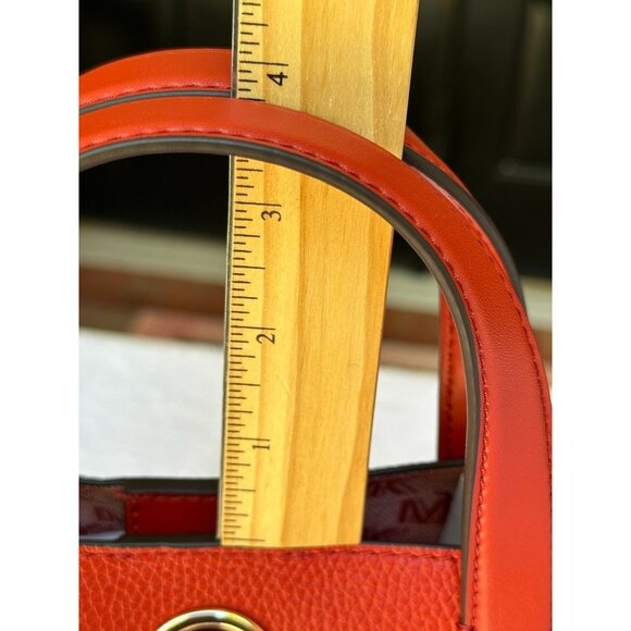 Michael Kors Bright Terracotta Hadleigh Small Double Handle Tote Messenger Bag - Picture 14 of 15